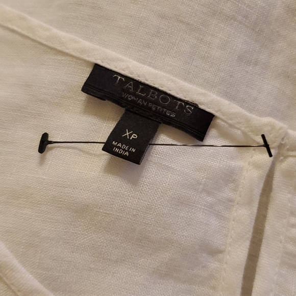 Talbots embroidered linen ¾sleeve scallop-hem top - Picture 7 of 7